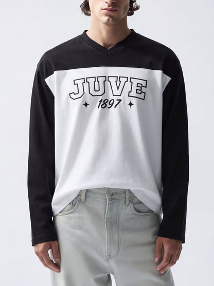JUVE VARSITY - CAMISETA BICOLOR DE MANGA LARGA