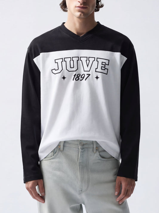 JUVE VARSITY - CAMISETA BICOLOR DE MANGA LARGA